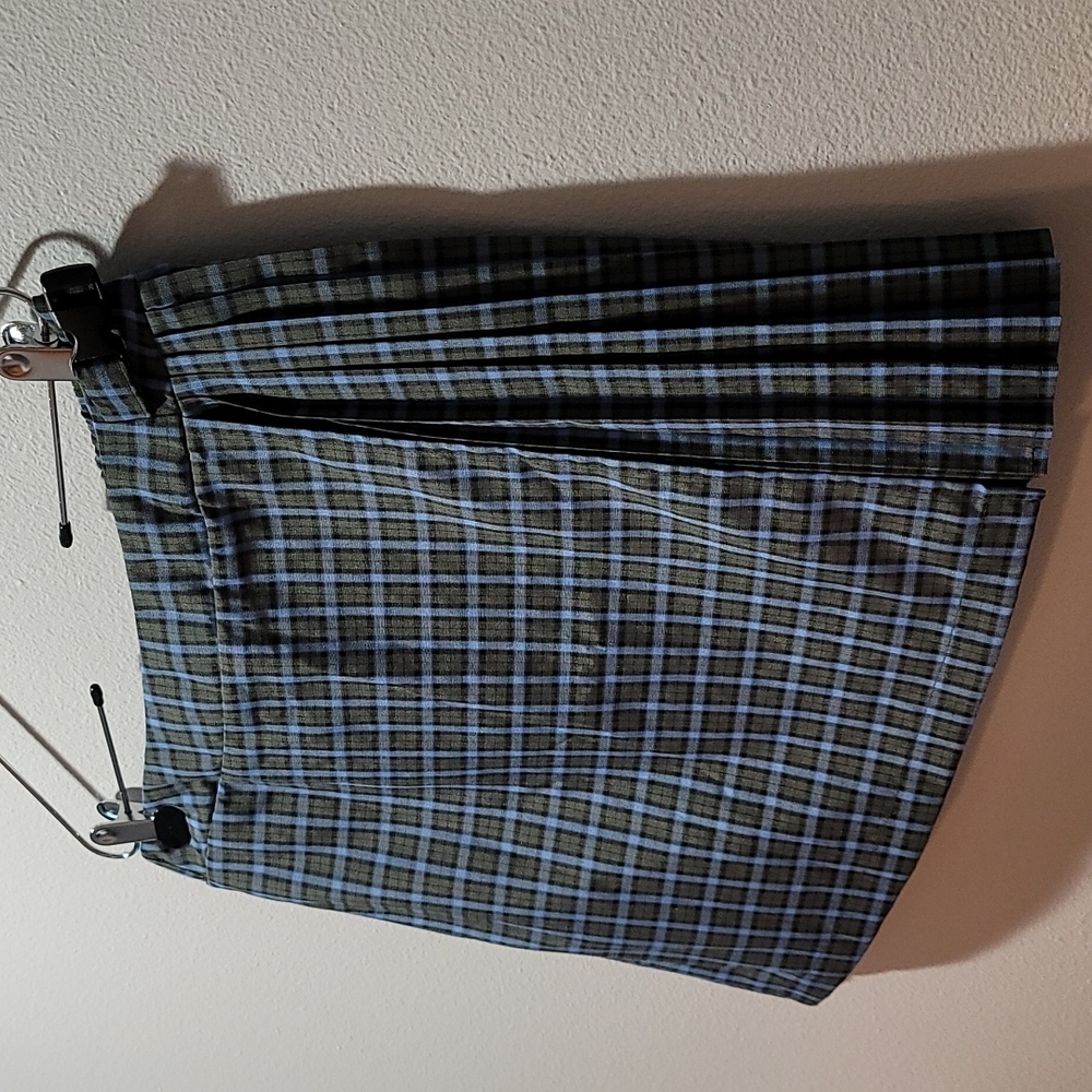 Wild Fable Gingham Plaid Mini Skirt Blue Olive Academia Punk Grunge Large Kilt
